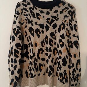 Amaryllis Leopard Print Sweater - Black and Tan